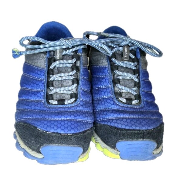 Columbia Kids Plateau Waterproof Hiking Shoes - Size 4 Blue Yellow Sneakers - Picture 3 of 10